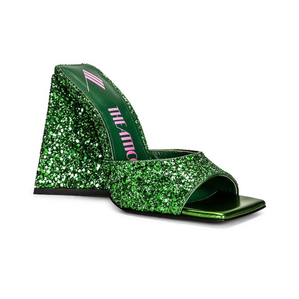The Attico Devon 115 Green Apple Glitter Mule EU 38.5